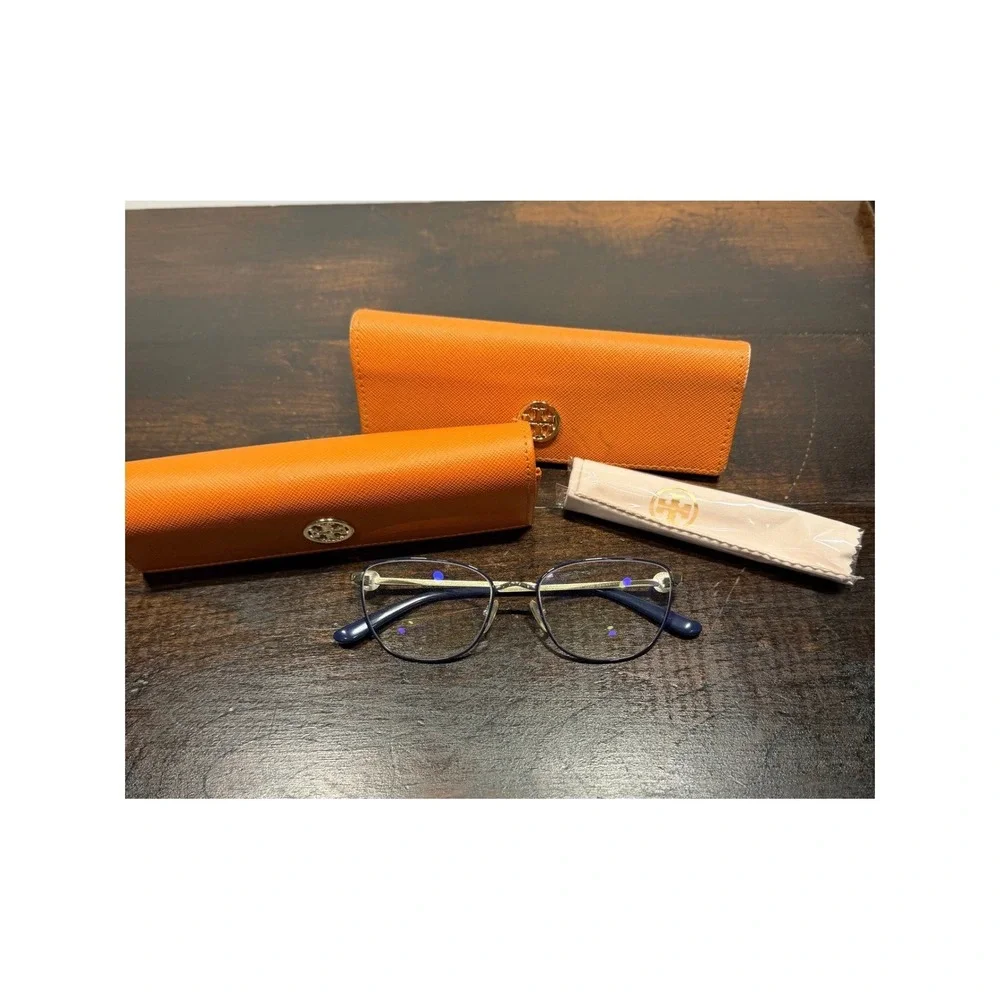 Tory Burch Eyeglasses & Cases Frame 52-17‎ Cat Eye Metal Blue Gold TY 1067 3296